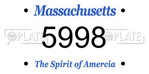 5998 Massachusetts License Plate