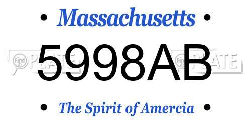 5998AB Massachusetts License Plate