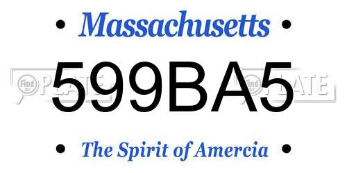 599BA5 Massachusetts License Plate