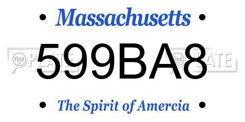 599BA8 Massachusetts License Plate