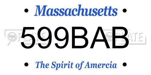 599BAB Massachusetts License Plate