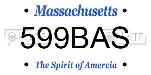 599BAS Massachusetts License Plate