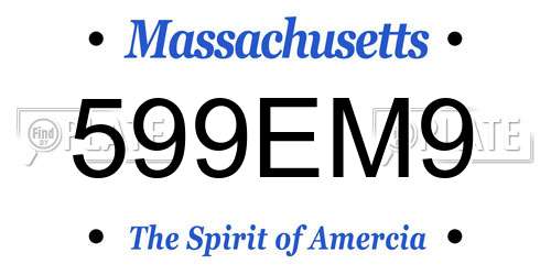 599EM9 Massachusetts License Plate