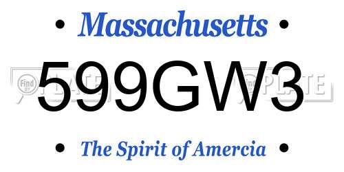 599GW3 Massachusetts License Plate