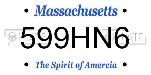 599HN6 Massachusetts License Plate