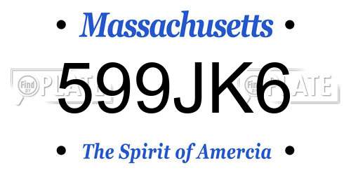 599JK6 Massachusetts License Plate