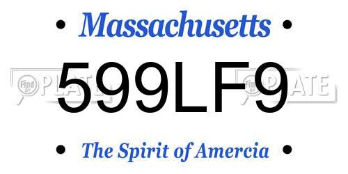 599LF9 Massachusetts License Plate