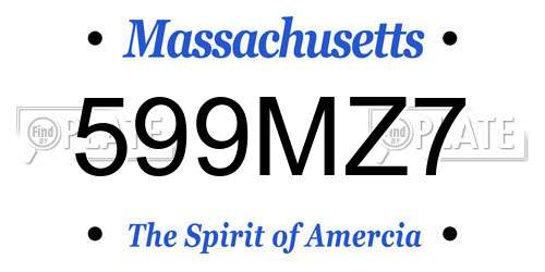 599MZ7 Massachusetts License Plate