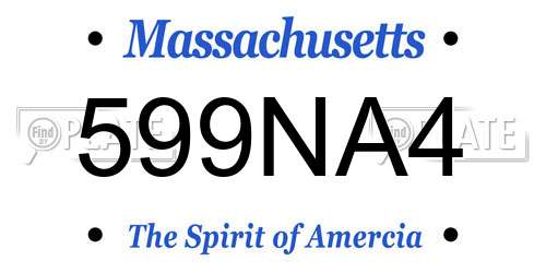 599NA4 Massachusetts License Plate