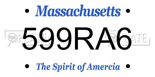599RA6 Massachusetts License Plate