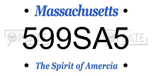 599SA5 Massachusetts License Plate