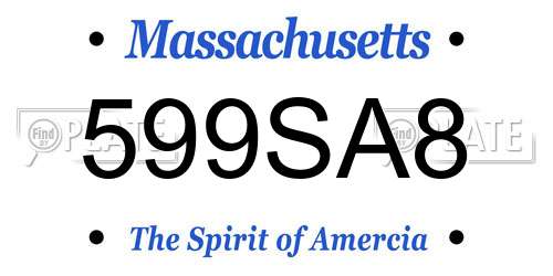 599SA8 Massachusetts License Plate