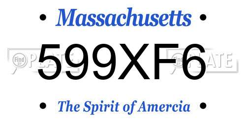 599XF6 Massachusetts License Plate