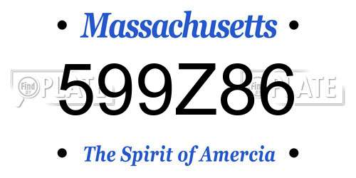 599Z86 Massachusetts License Plate