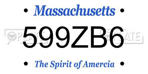 599ZB6 Massachusetts License Plate