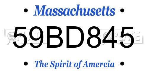 59BD845 Massachusetts License Plate