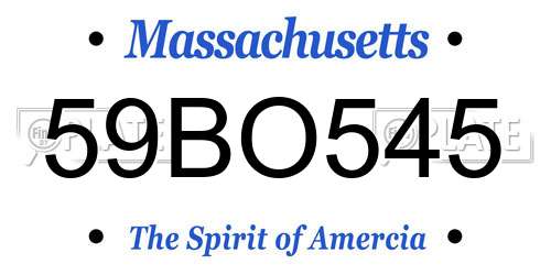 59BO545 Massachusetts License Plate