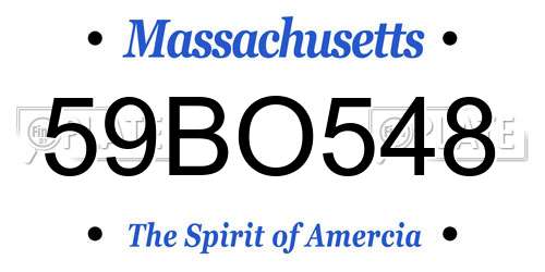 59BO548 Massachusetts License Plate