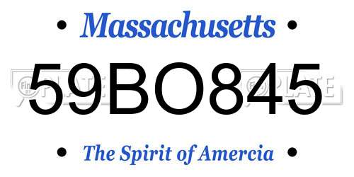 59BO845 Massachusetts License Plate