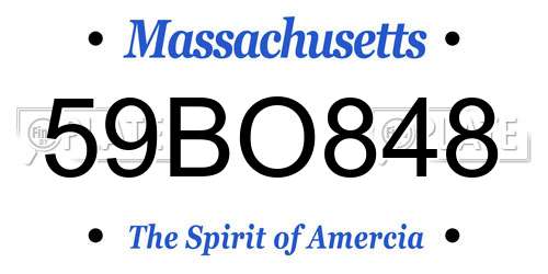 59BO848 Massachusetts License Plate