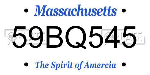59BQ545 Massachusetts License Plate