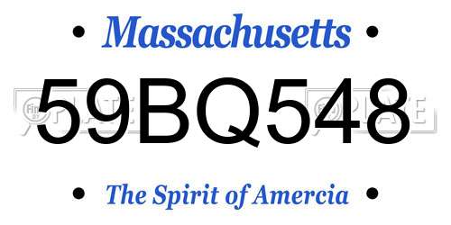 59BQ548 Massachusetts License Plate