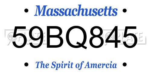 59BQ845 Massachusetts License Plate