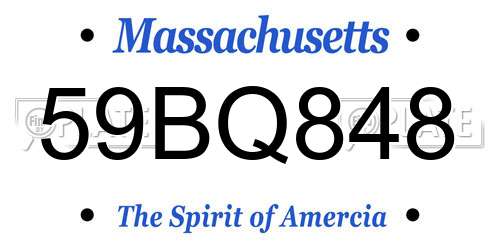 59BQ848 Massachusetts License Plate