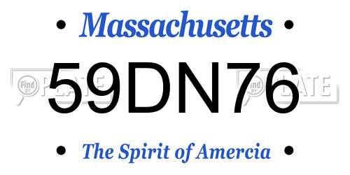 59DN76 Massachusetts License Plate