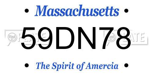 59DN78 Massachusetts License Plate