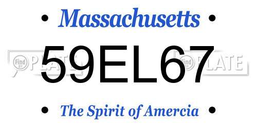 59EL67 Massachusetts License Plate