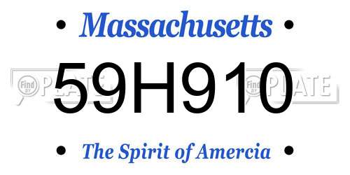 59H910 Massachusetts License Plate