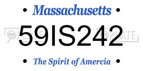 59IS242 Massachusetts License Plate