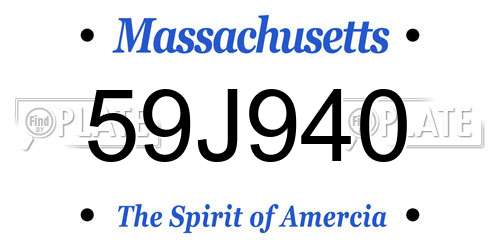 59J940 Massachusetts License Plate