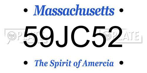 59JC52 Massachusetts License Plate