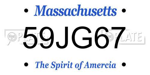 59JG67 Massachusetts License Plate