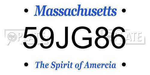 59JG86 Massachusetts License Plate