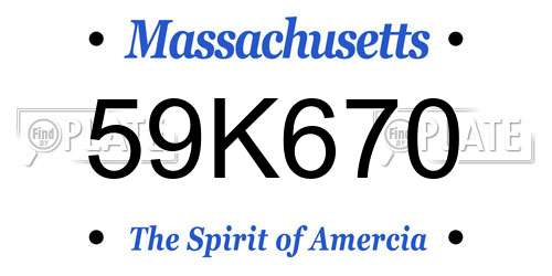 59K670 Massachusetts License Plate