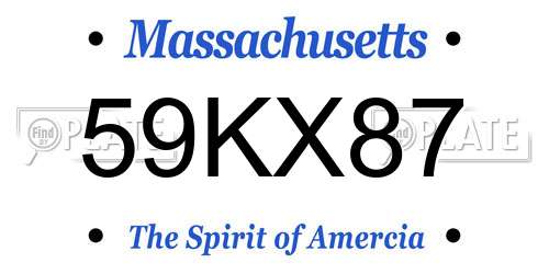59KX87 Massachusetts License Plate