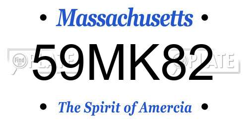 59MK82 Massachusetts License Plate