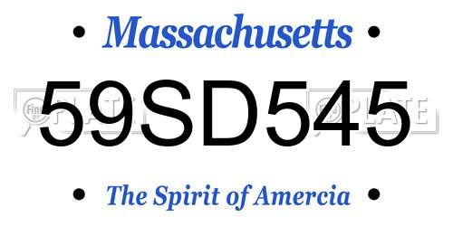 59SD545 Massachusetts License Plate