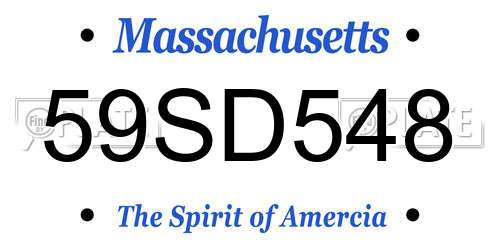 59SD548 Massachusetts License Plate
