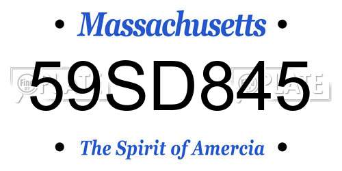 59SD845 Massachusetts License Plate