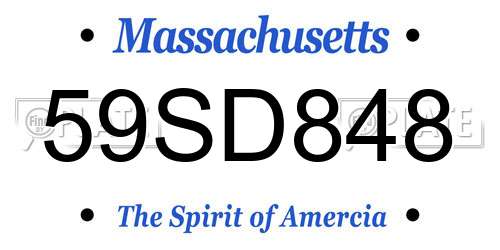 59SD848 Massachusetts License Plate