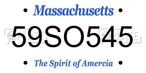59SO545 Massachusetts License Plate