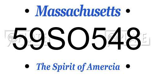 59SO548 Massachusetts License Plate