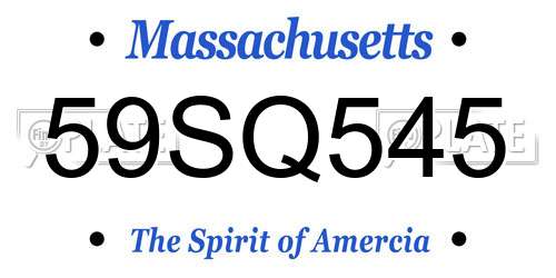 59SQ545 Massachusetts License Plate