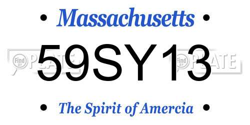 59SY13 Massachusetts License Plate