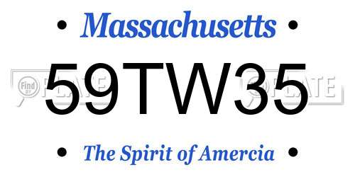 59TW35 Massachusetts License Plate