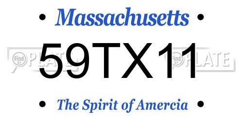 59TX11 Massachusetts License Plate